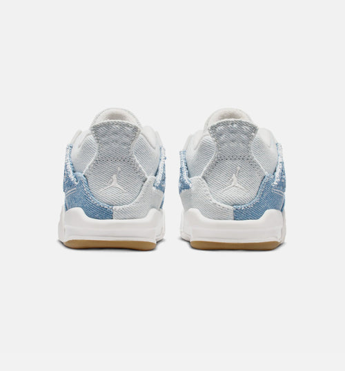 Air Jordan 4 Retro Worn Blue Infant & Toddler Shoes - Sail/Worn Blue/Metallic Gold