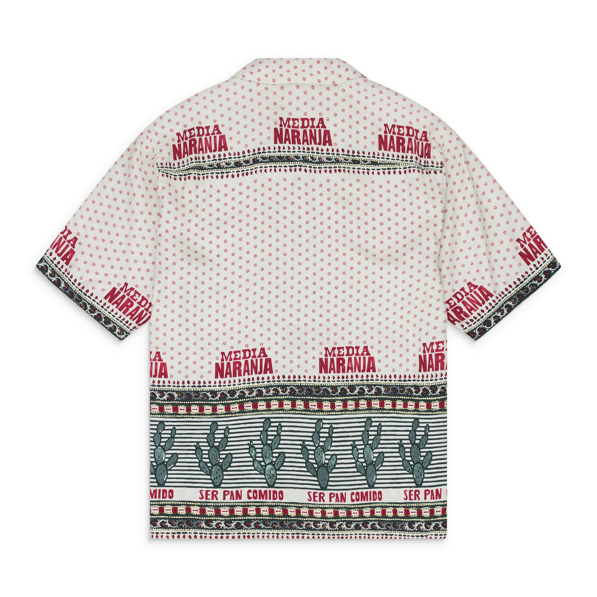 White Media Naranja Open Collar Shirt