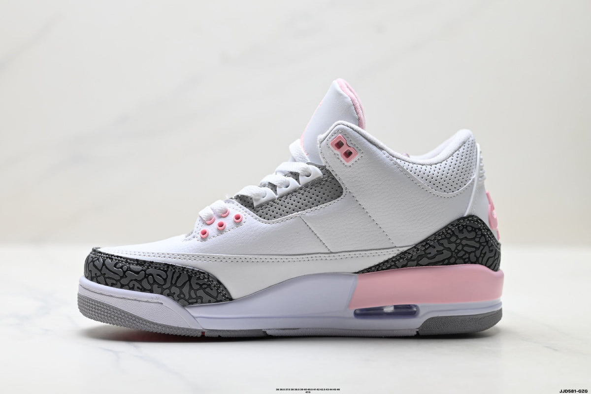 Air Jordan 3 Retro White Grey Pink Sneakers