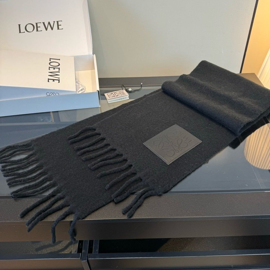 Loewe Black Fringed Scarf