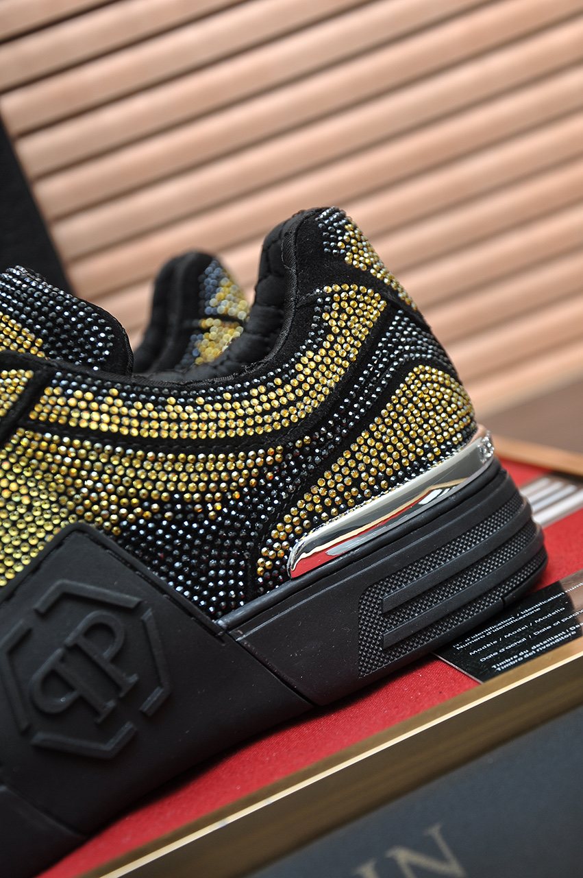 Philipp Plein Gold Studded Low-Top Sneakers
