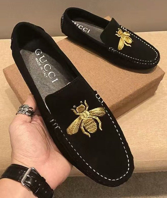 Gucci Black Bee-Embroidered Loafers