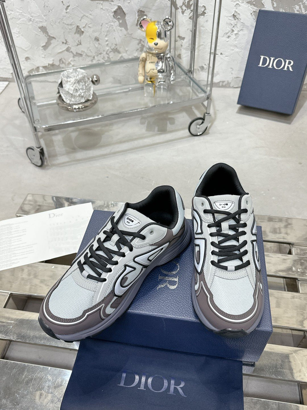 Dior Black, Gray and White Low-Top Sneakers
