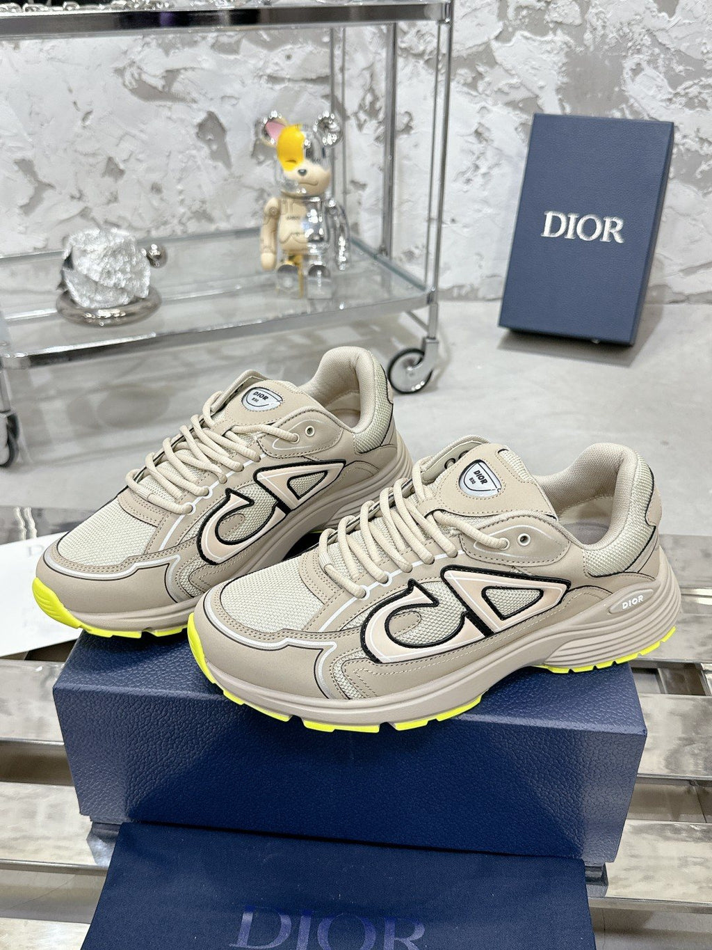 Dior Black, Gray and White Low-Top Sneakers