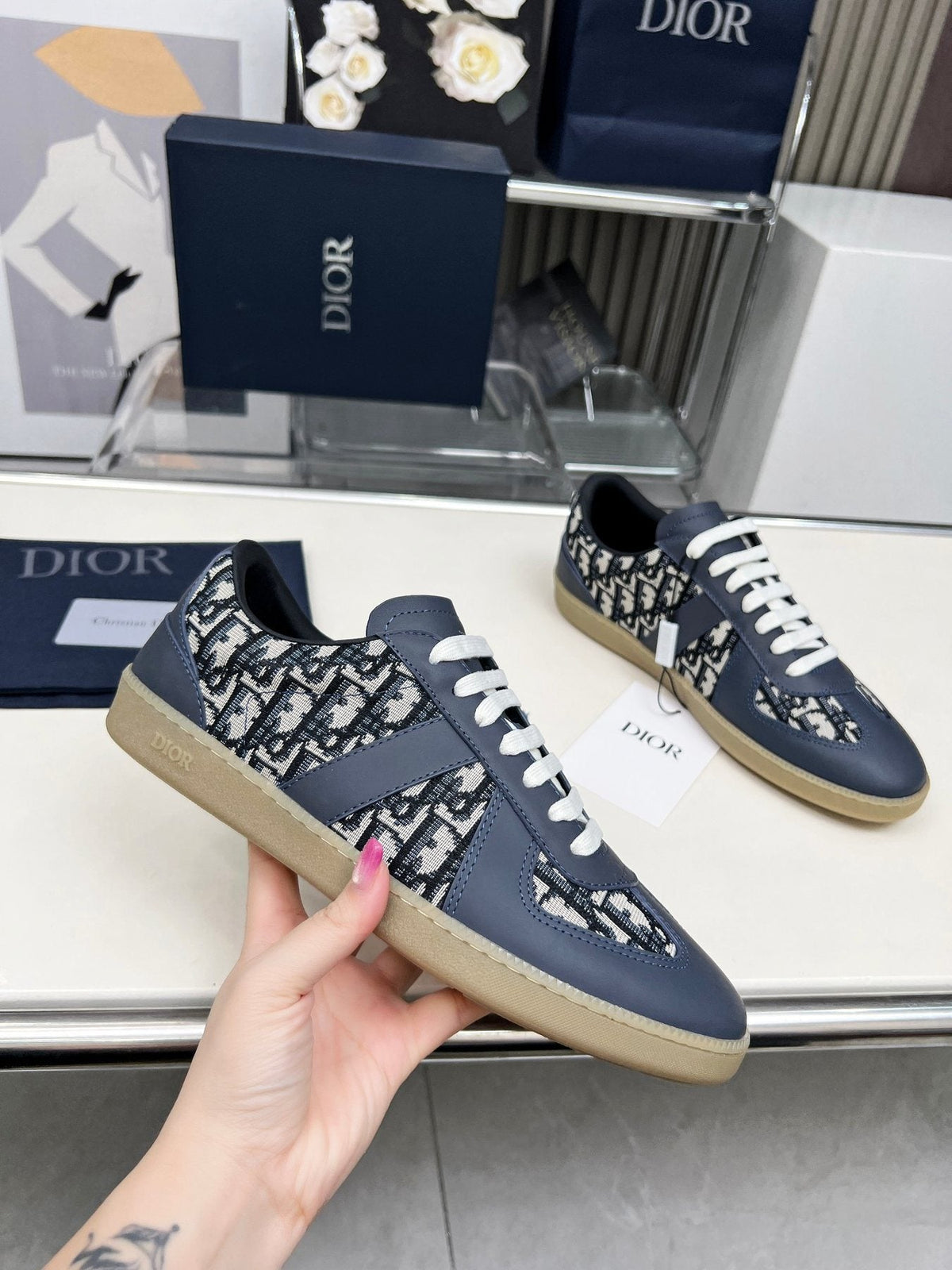 Dior B01 Patterned Low-Top Sneakers