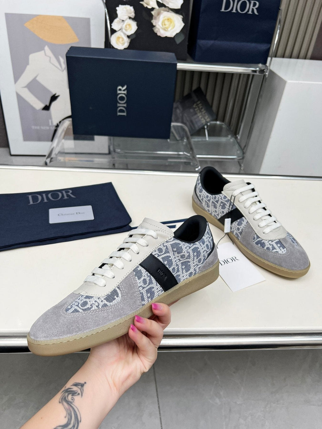 Dior B01 Patterned Low-Top Sneakers